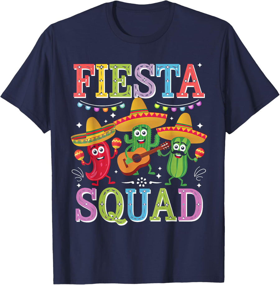 Fiesta Squad Cinco De Mayo Mexican Party For Men Women & Kid T-Shirt - Navy Blue