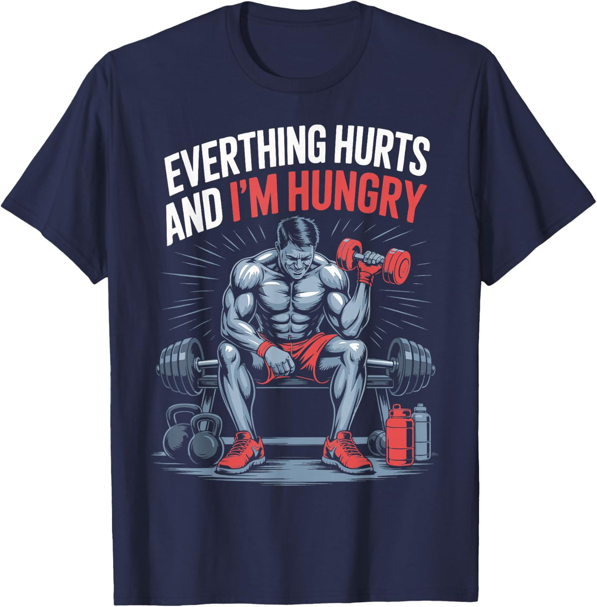 Workout Gym Weightlifting for Funny Bodybuilder Gym Trainers T-Shirt - Navy Blue