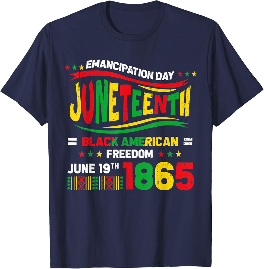 1865 Juneteenth Celebrating Black Freedom African Men Women T-Shirt - Navy Blue