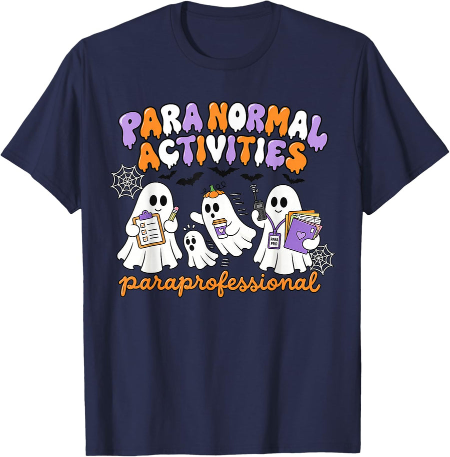Paranormal Activities Paraprofessional Halloween SPED para T-Shirt - Navy Blue