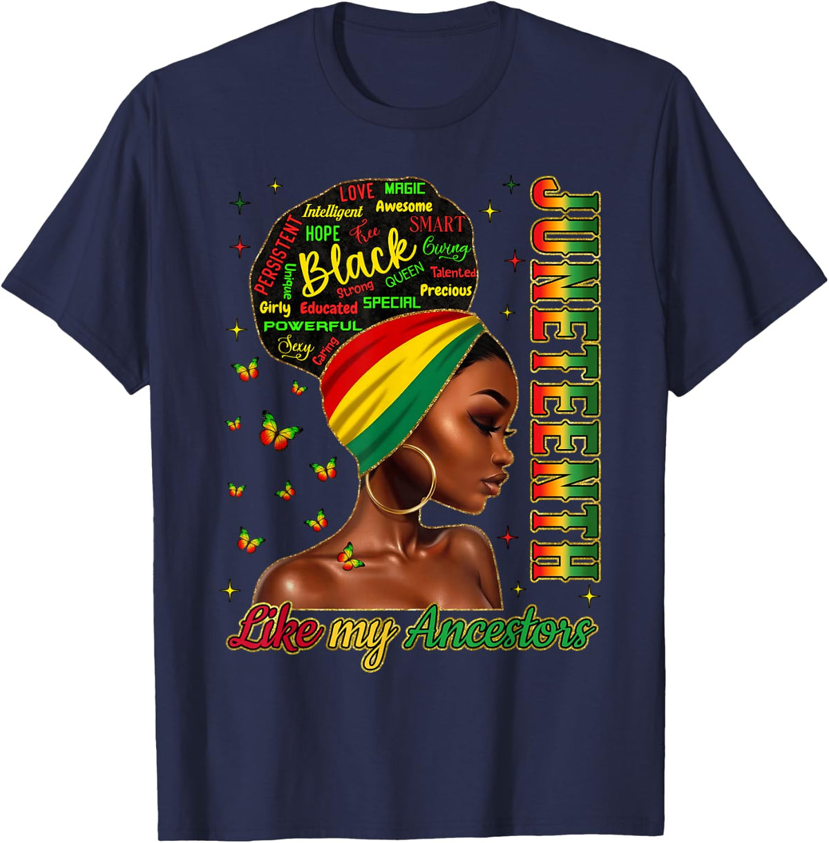Black Women Freedom 1865 Juneteenth Like My Ancestors T-Shirt - Navy Blue