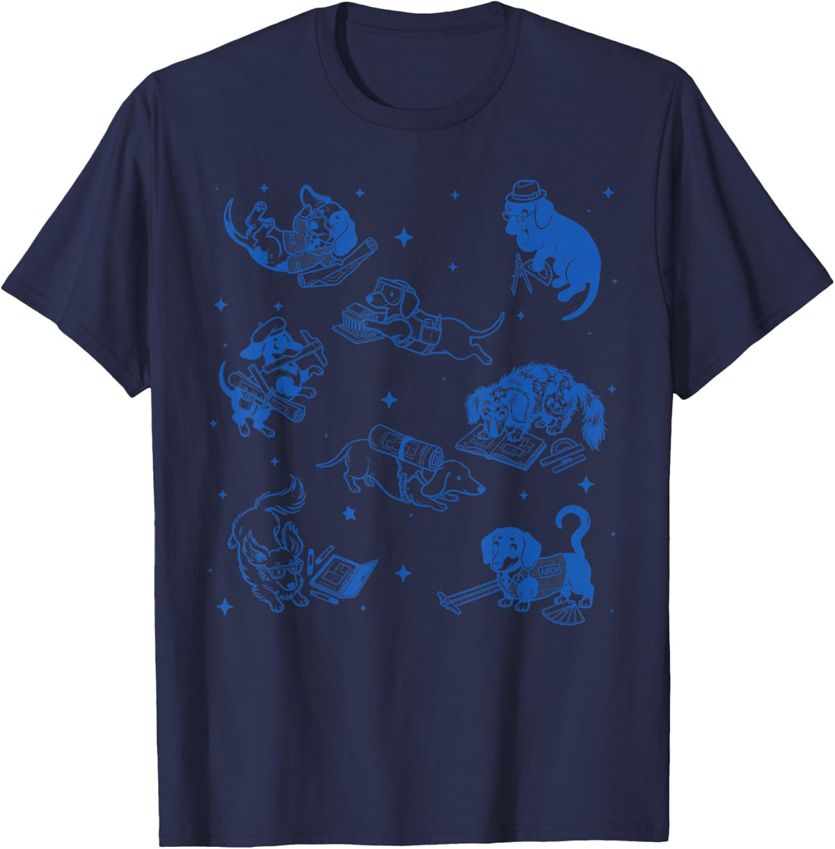 Vintage Dachshund Architect Architecture Design Dog Pet Mom T-Shirt - Navy Blue
