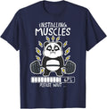 Installing Muscles Please Wait Panda Loading 67 Funny Gym Workout Tees T Shirts - Navy Blue