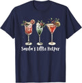 Retro Funny Santa's Little Helper Martini Merry Christmas T-Shirt - Navy Blue