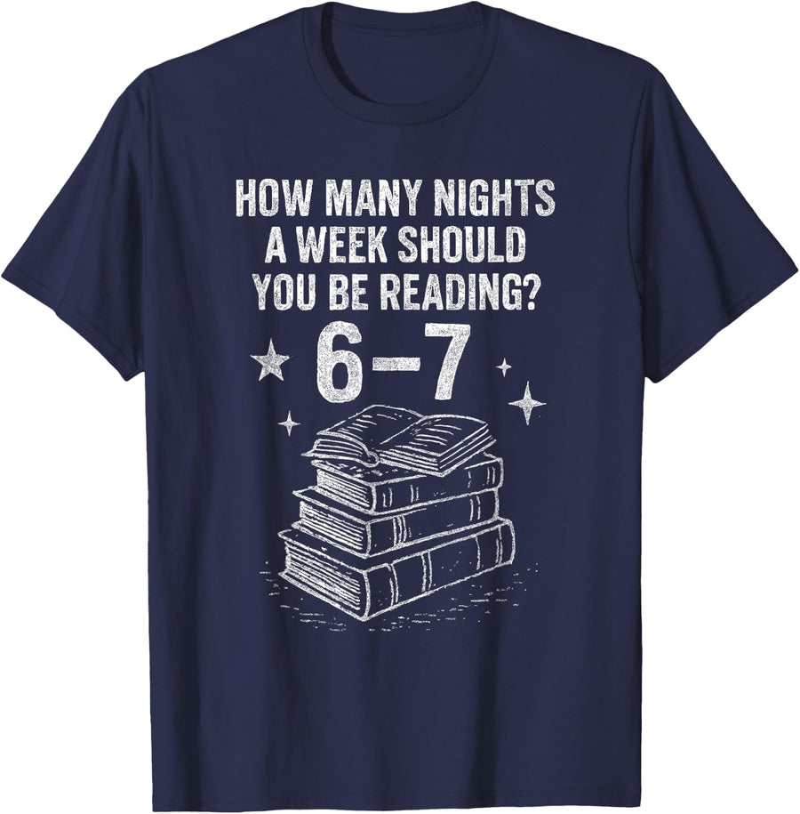 67 Nights Reading Meme for Bibliophiles English Teacher T-Shirt - Navy Blue