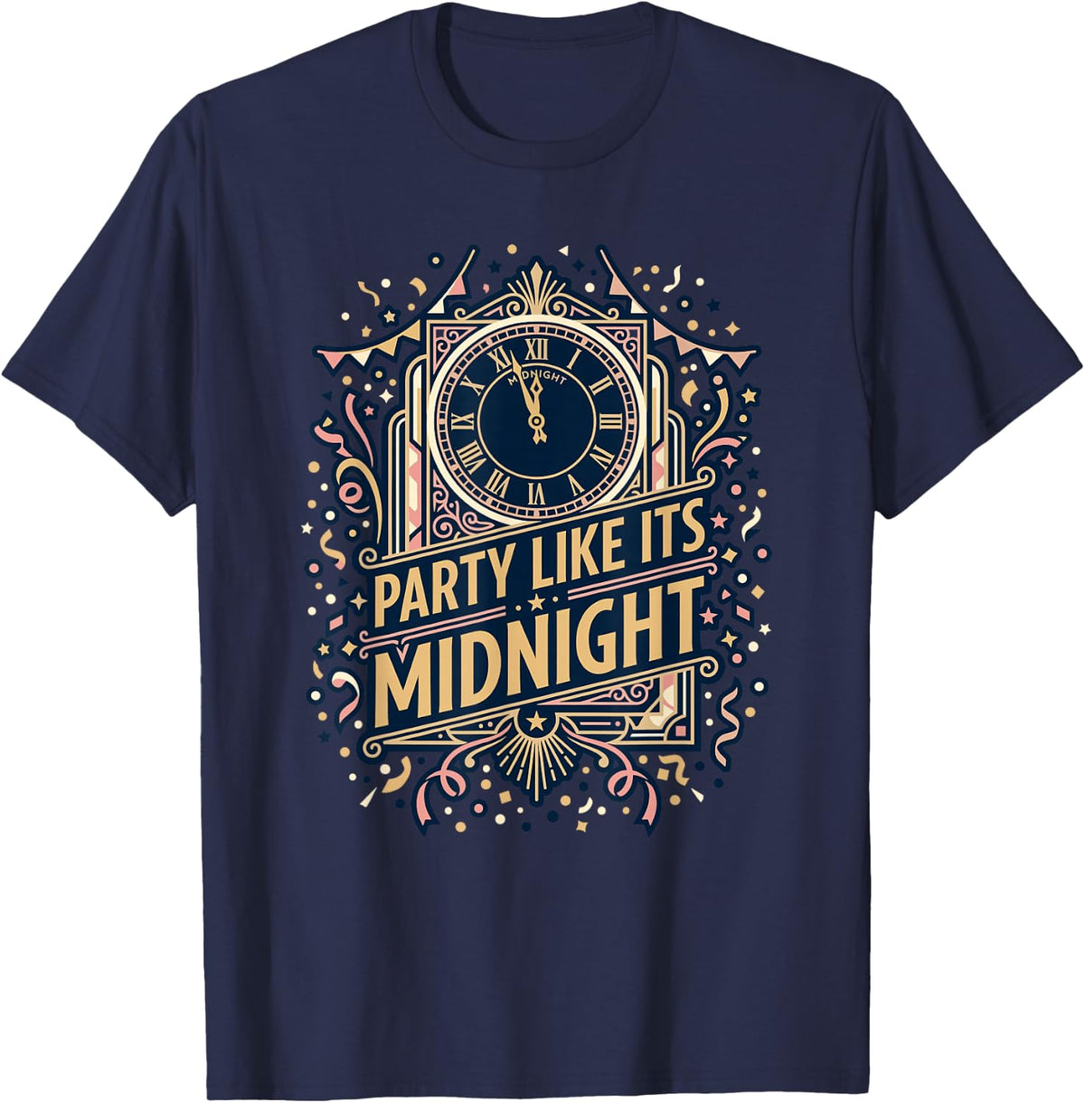 Party Like Its Midnight Countdown Clock New Years Eve T-Shirt - Navy Blue