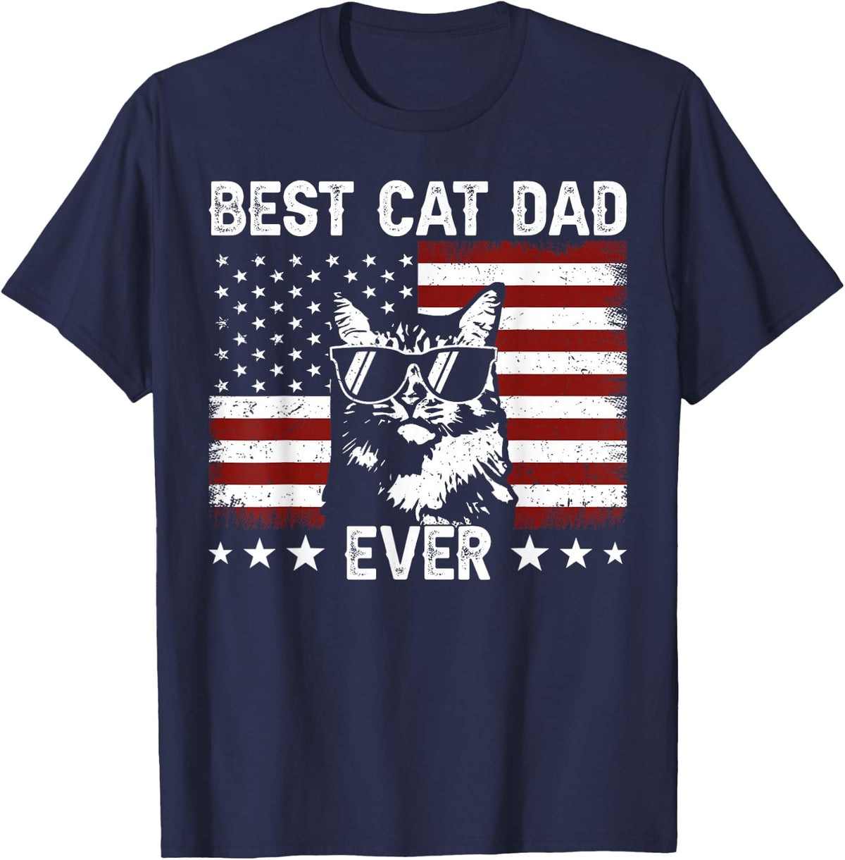 Best Cat Dad Ever Funny Cat Dad Lover Father's Day Cat Daddy T-Shirt - Navy Blue