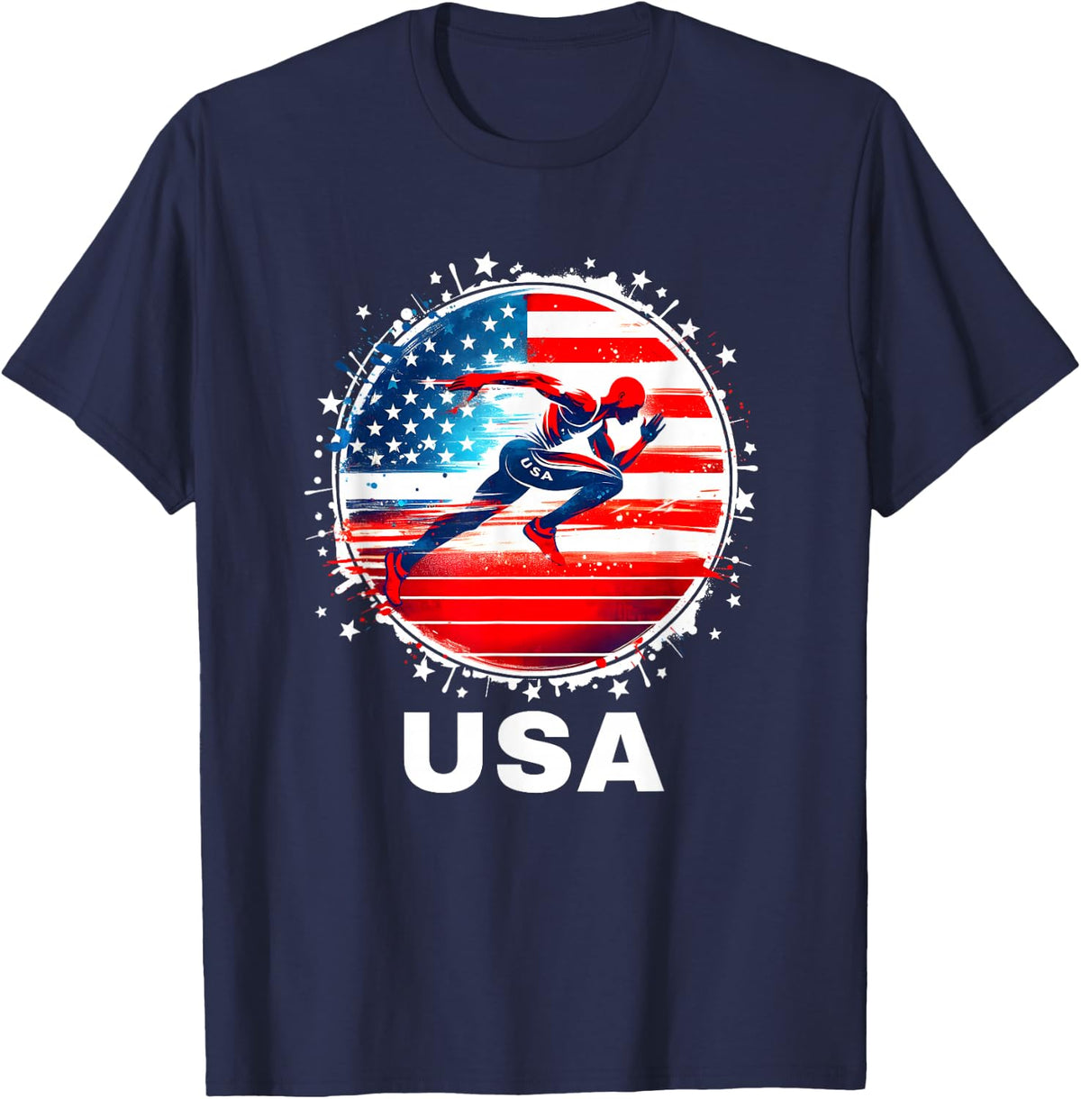 Track and Field USA Shirts Men Women Kids Teens Youth Track T-Shirt - Navy Blue