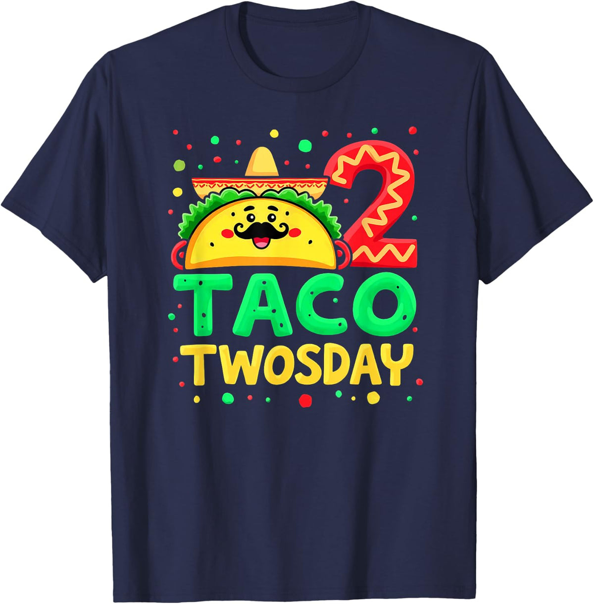 Cinco De Mayo Taco Twosday 2nd Birthday Party T-Shirt - Navy Blue