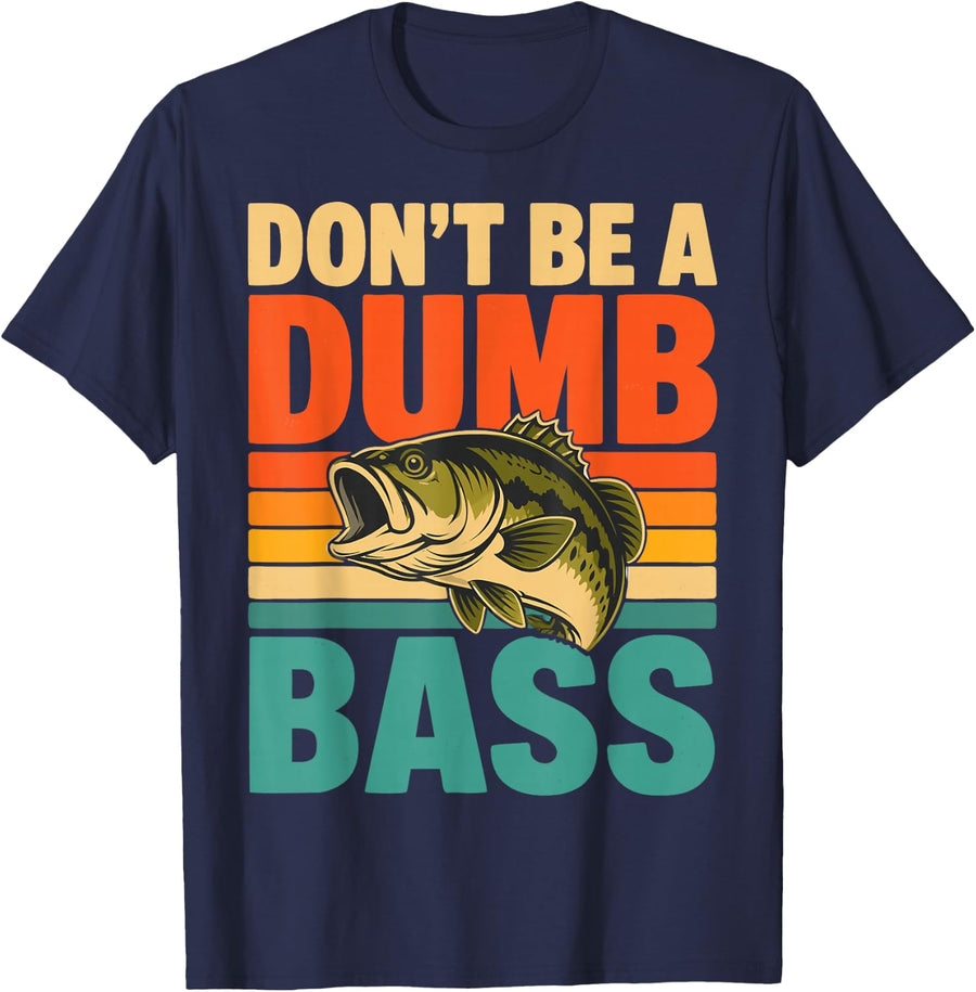 Bass Fishing Funny Bass Angler T-Shirt - Navy Blue