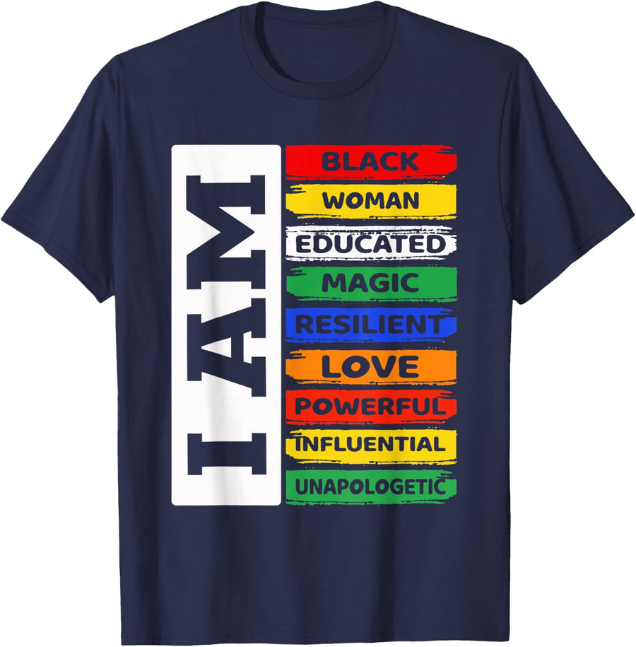 I'm Black Woman African American Women Pride Juneteenth T-Shirt Tees for Women - Navy Blue