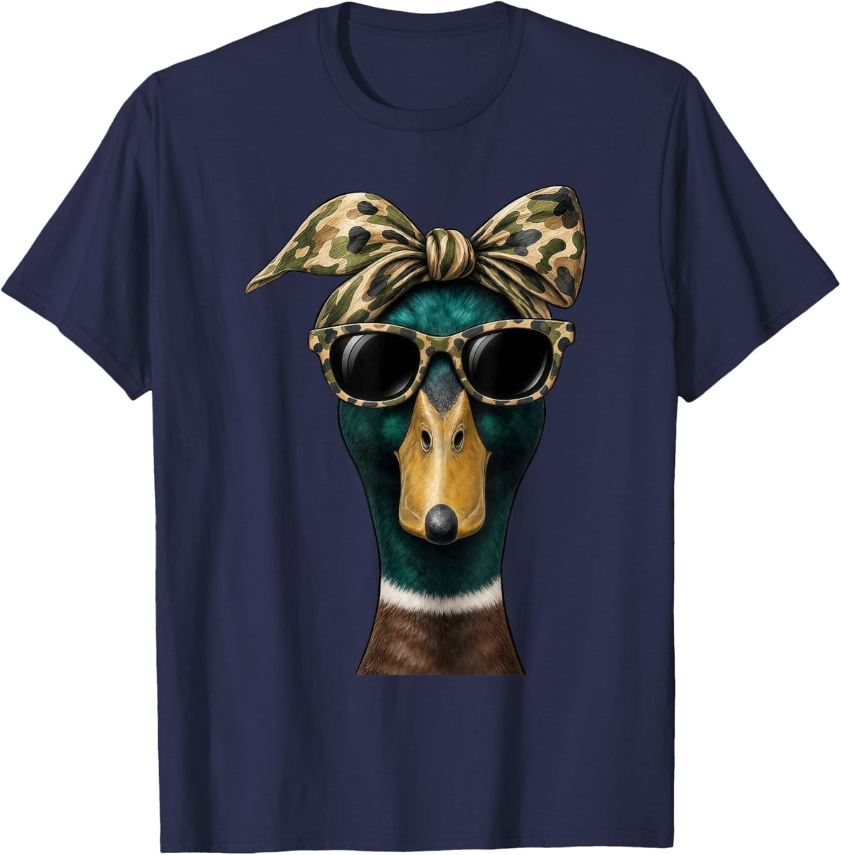 Mallard Duck Camo Coquette Bow Sunglasses Women Girl Hunting T-Shirt - Navy Blue