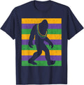 Bigfoot Mardi Gras Sasquatch Funny Men Kids T-Shirt - Navy Blue