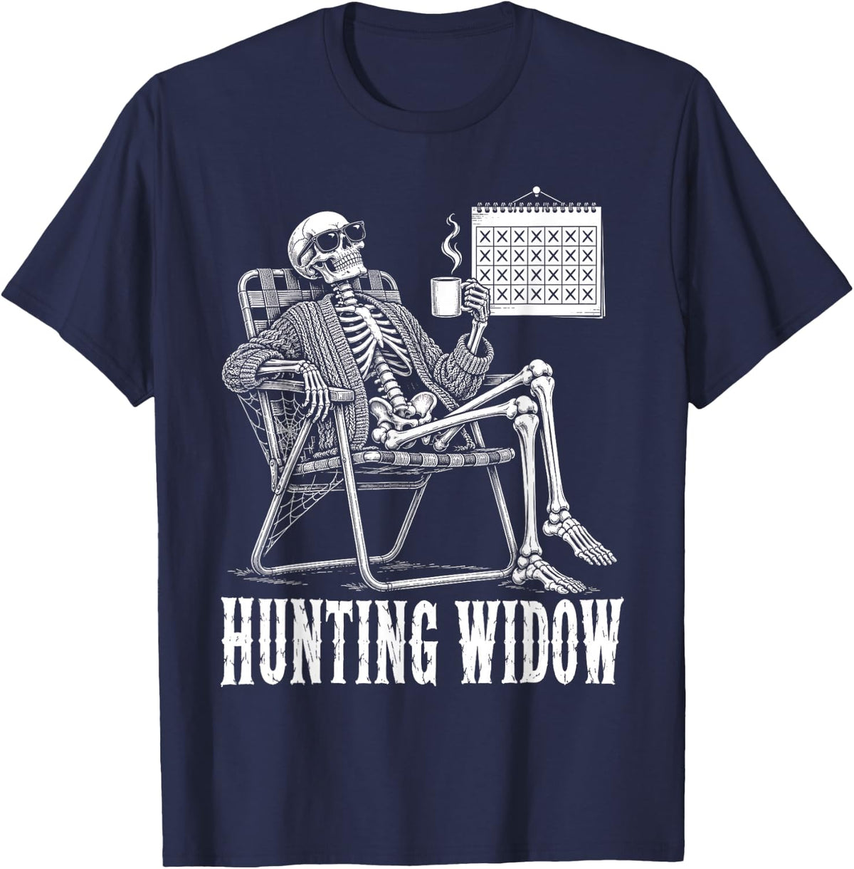 Funny Deer Hunting Whitetail Buck Hunter Hunting Widow T-Shirt - Navy Blue