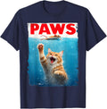 Orange Tabby Cat Paws Parody - Cat Chasing Mouse Cat Lovers T-Shirt - Navy Blue