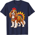 Cavalier King Charles Spaniel Turkey Costume Thanksgiving T-Shirt - Navy Blue