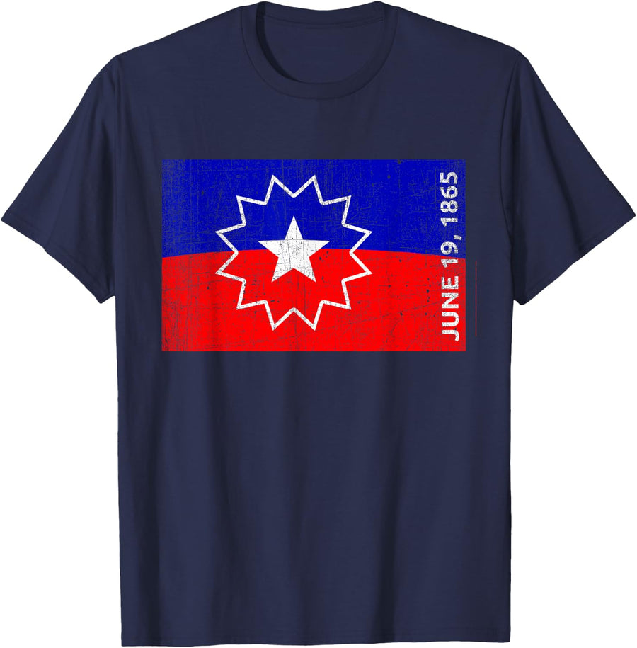 Juneteenth Freedom Day Flag Tee Black History Remembrance T-Shirt for Men Women - Navy Blue
