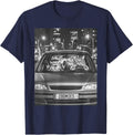 Funny Zoomies Tabby Cat Selfie Bad Driver Meme Bootleg T-Shirt - Navy Blue