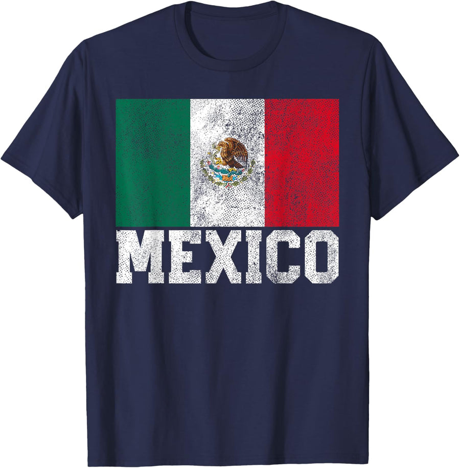 Mexico Mexican Flag Cinco De Mayo National Pride Country T-Shirt - Navy Blue