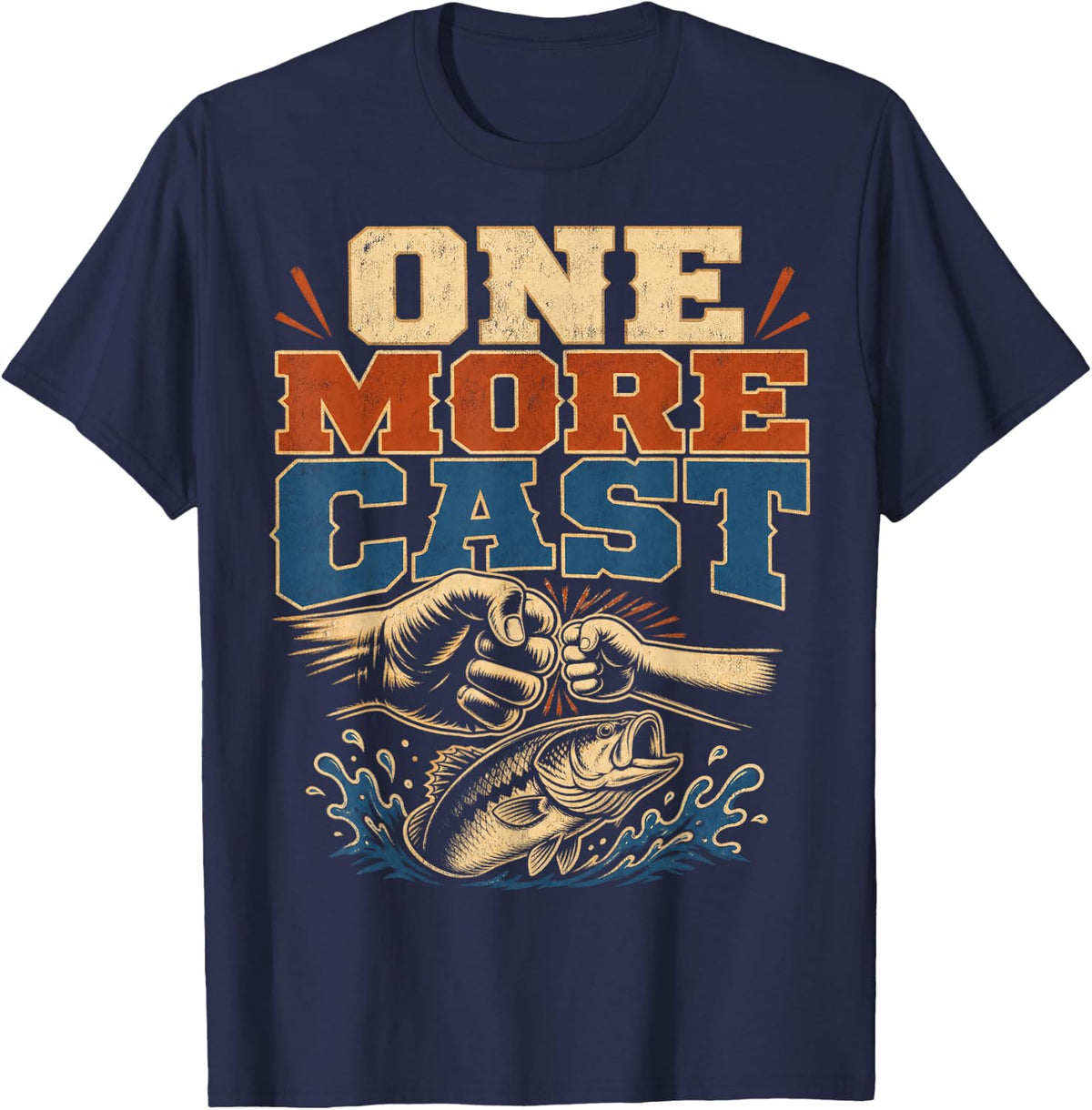 One More Cast Bass Fishing Angler T-Shirt - Navy Blue
