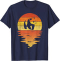 Panda shirt retro sunset 70s vintage Panda T-Shirt - Navy Blue