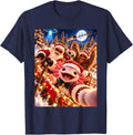 Excited Axolotl Santa Christmas Selfie UFO Graphic T-Shirt - Navy Blue