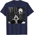 Tuxedo Cat Selfie with Bigfoot Peace Sign Sasquatch T-Shirt - Navy Blue