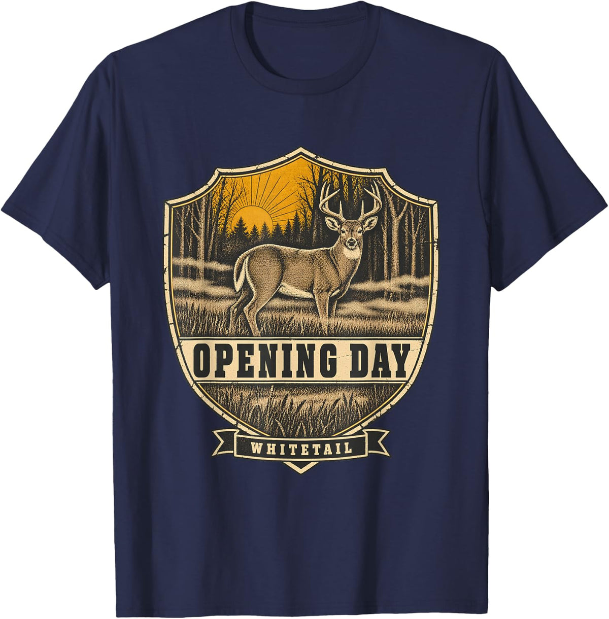 Opening Day Whitetail Deer Hunting Outdoors T-Shirt - Navy Blue