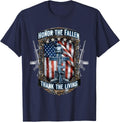 Honor The Fallen Thank The Living Memorial Day Veterans T-Shirt - Navy Blue