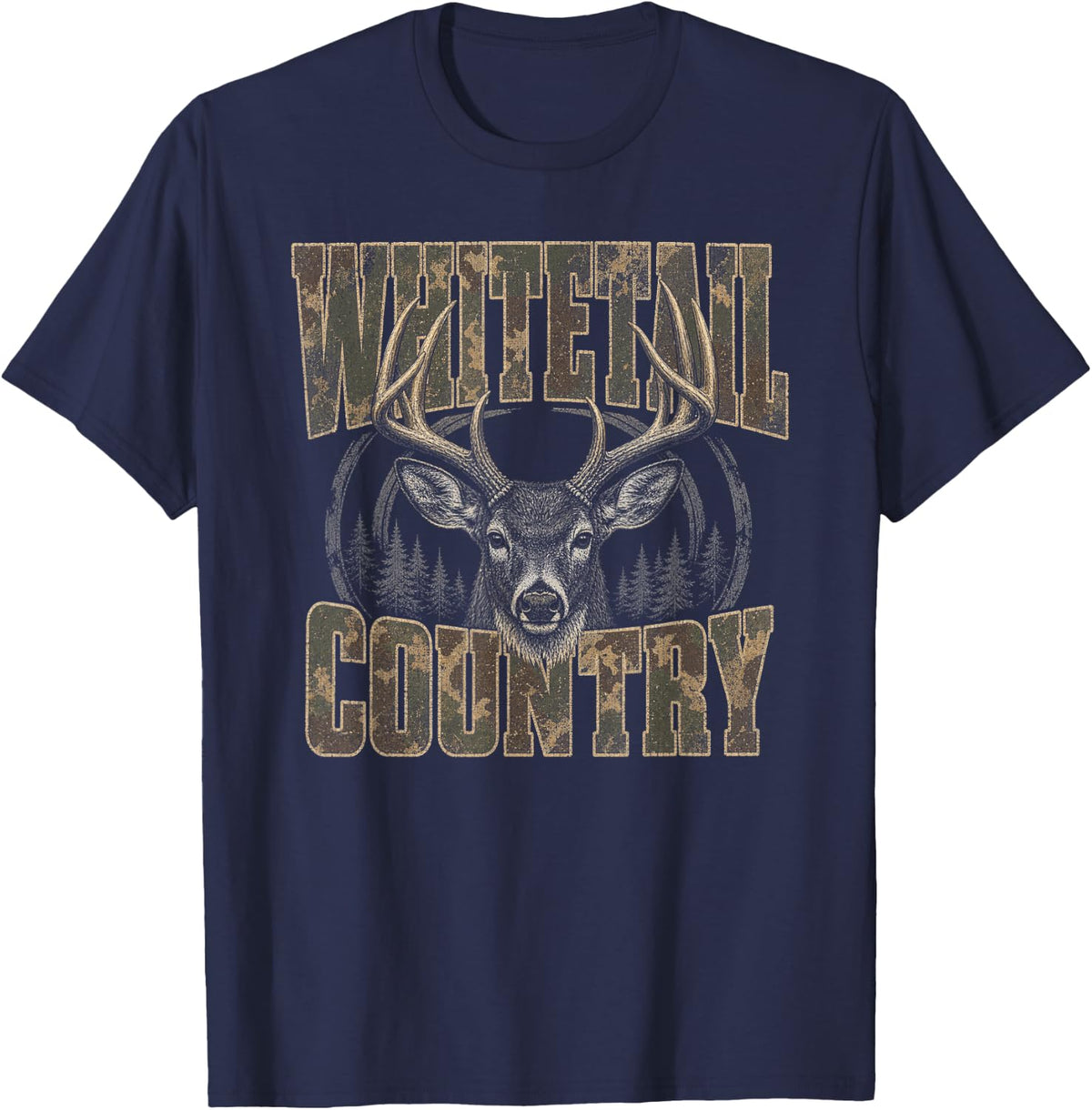 Hunting Crew Whitetail Country Buck T-Shirt - Navy Blue