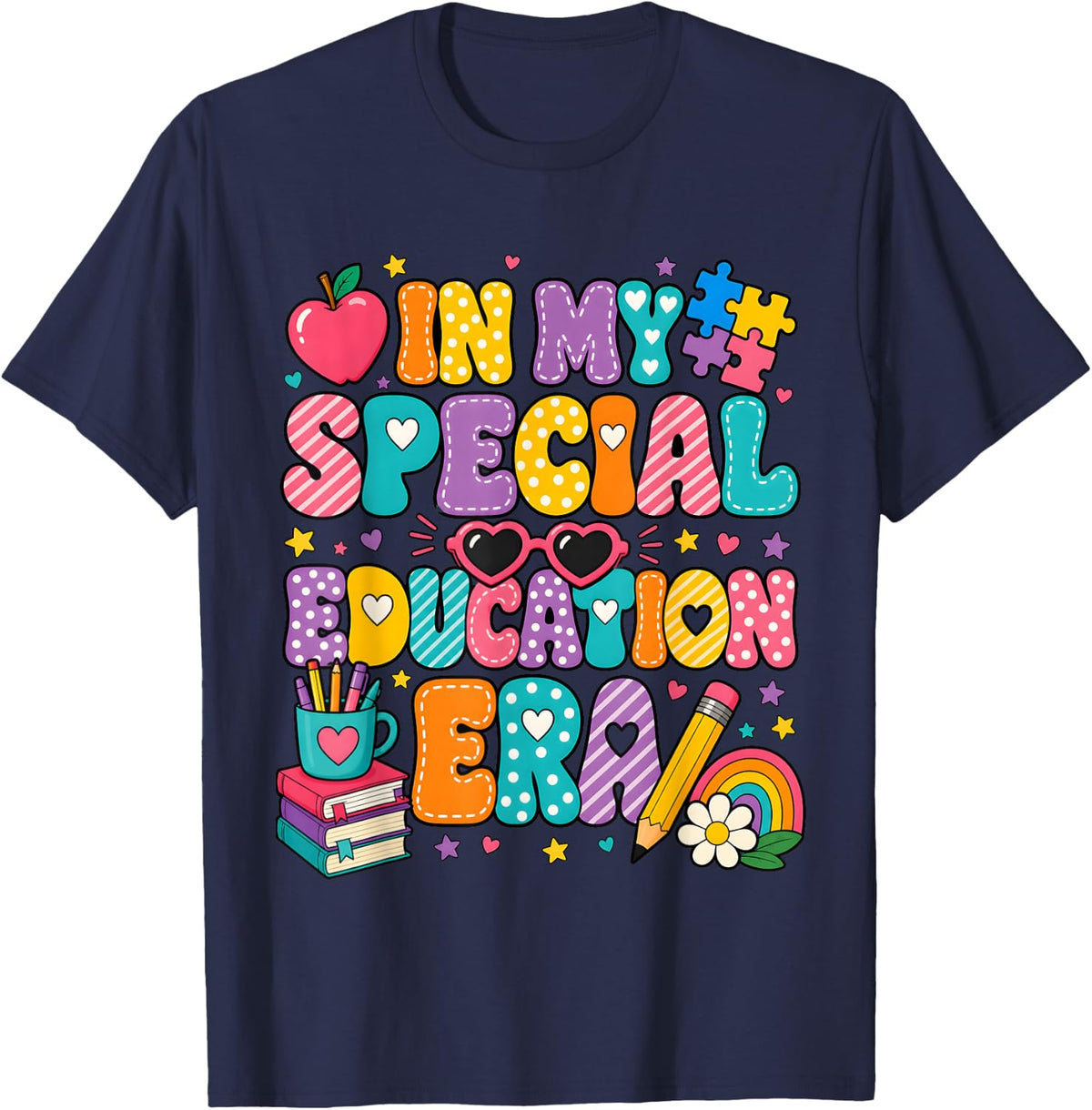 Special Education Teacher Sped Squad IEP Paraeducator Era T-Shirt - Navy Blue