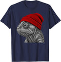 Chameleon Wearing Beanie Funny Chill Animal Lover T-Shirt - Navy Blue