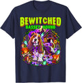Bewitched Basset Hound Zombie Ghost Undead Spooky Scary T-Shirt - Navy Blue