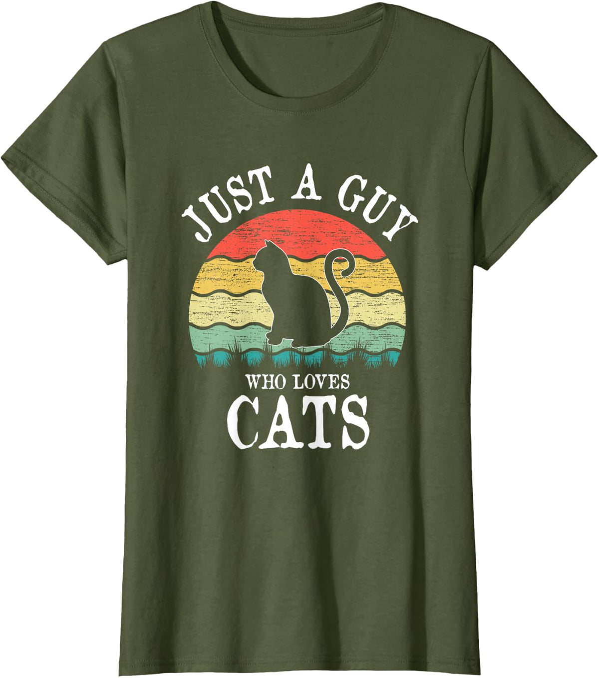 Just A Guy Who Loves Cats T-Shirt - Olive Green