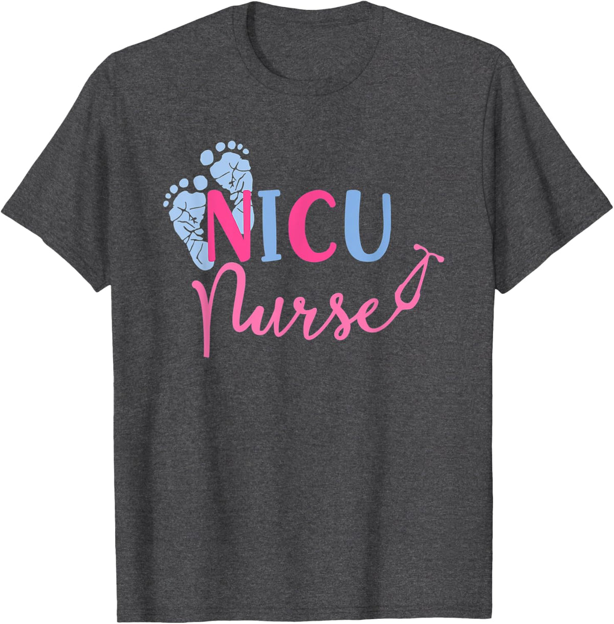 NICU Nurse ICU Neonatal Nurse Leopard Rainbow Tiny Humans T-Shirt - Dark Heather Grey
