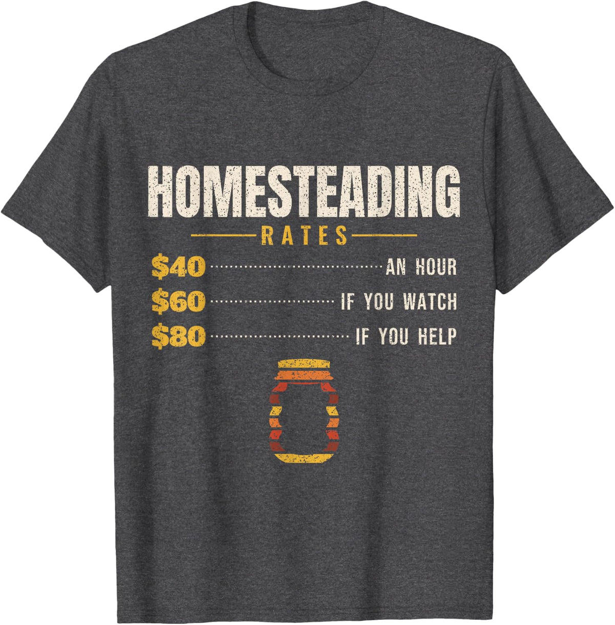 Homesteading - Rates Per Hour - Homesteader Off Grid T-Shirt - Dark Heather Grey