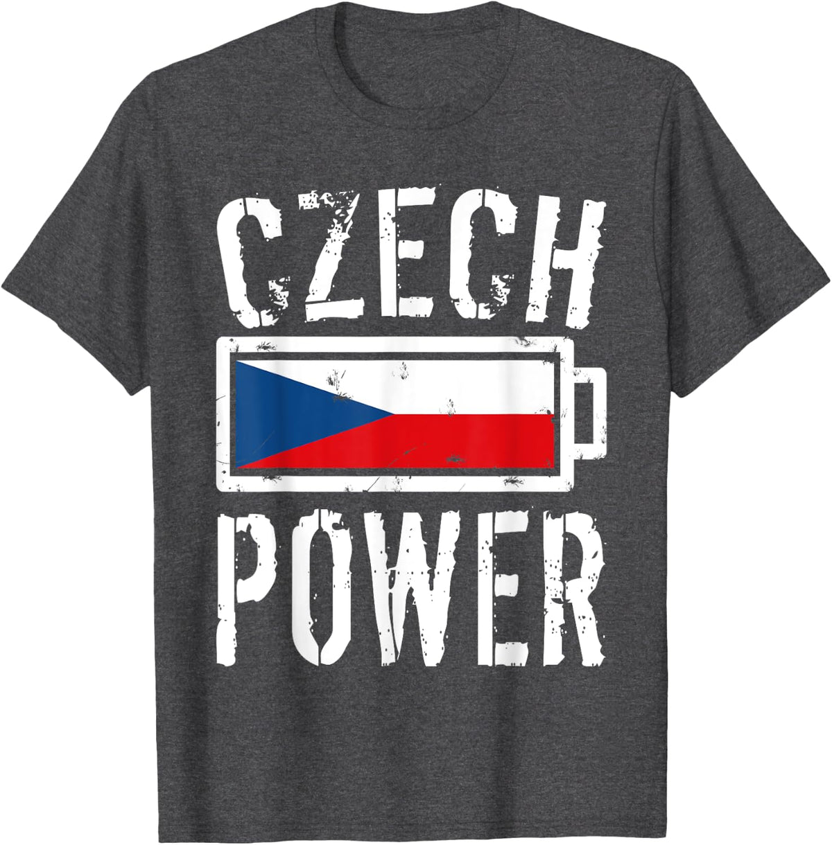 Czech Republic Flag T-Shirt | Czech Power Battery Proud Tee - Dark Heather Grey