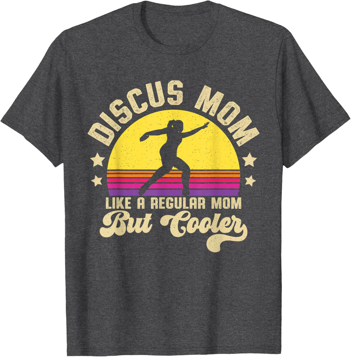 Track And Field Mother Thrower Throwing Discus Mom T-Shirt - Dark Heather Grey