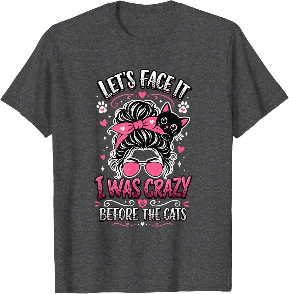 Crazy Cat Lady Cat Mom T-Shirt - Dark Heather Grey