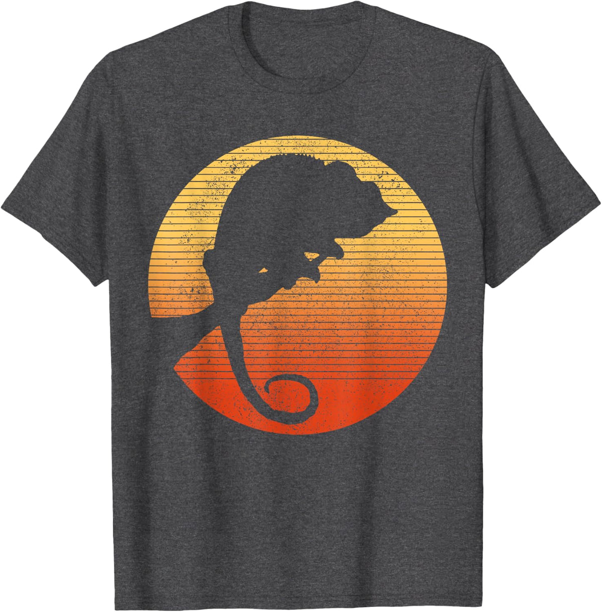 Chameleon Vintage Retro Reptile Pet Gift T-Shirt - Dark Heather Grey