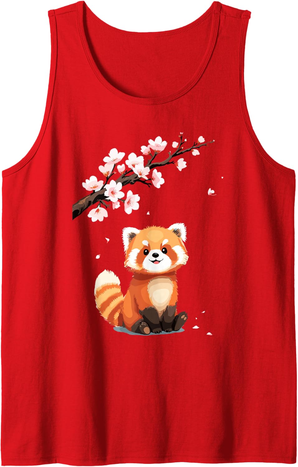 Japanese Red Panda | Cherry Blossoms & Cute Red Panda Bear Tank Top - Red