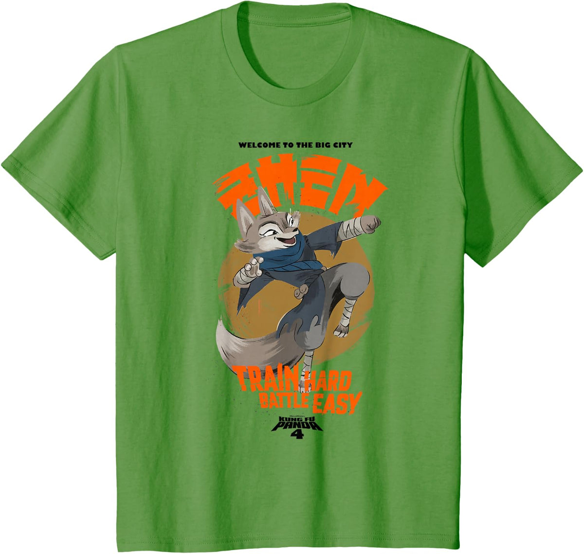 Kung Fu Panda 4 Welcome To The Big City Zhen Vintage Shot T-Shirt - Grass Green