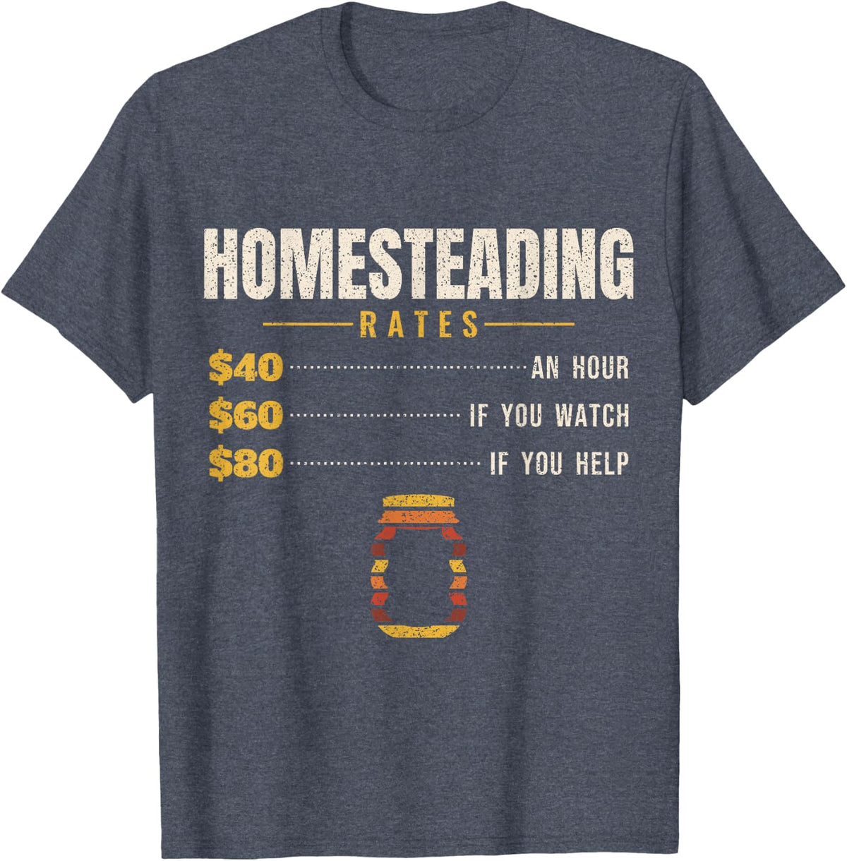 Homesteading - Rates Per Hour - Homesteader Off Grid T-Shirt - Heather Blue