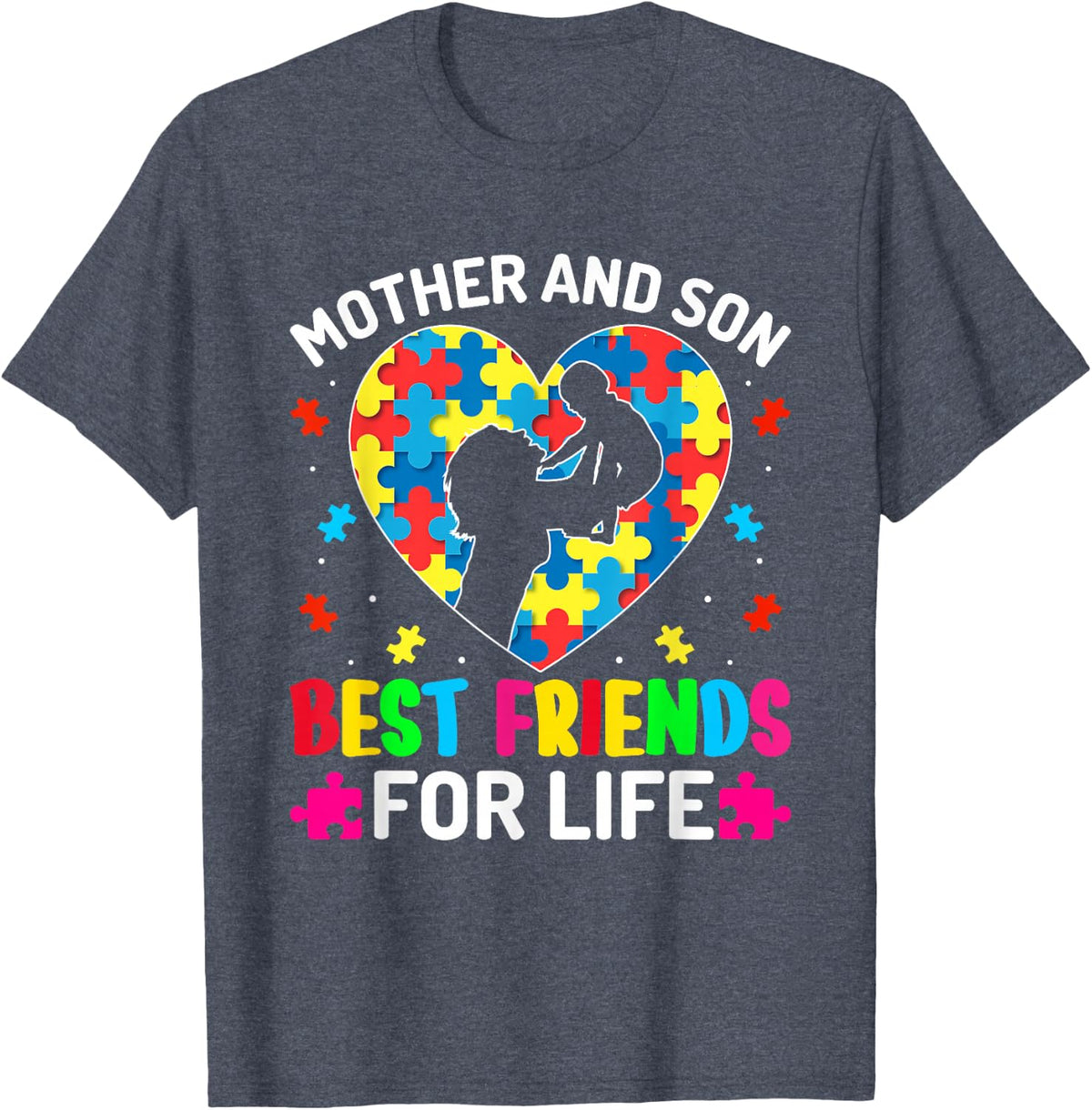 Autism Awareness Mother and Son - ASD Autism Warriors Mama T-Shirt - Heather Blue