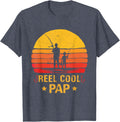Reel Cool Pap T-Shirt Fishing Fathers Day T-Shirt - Heather Blue