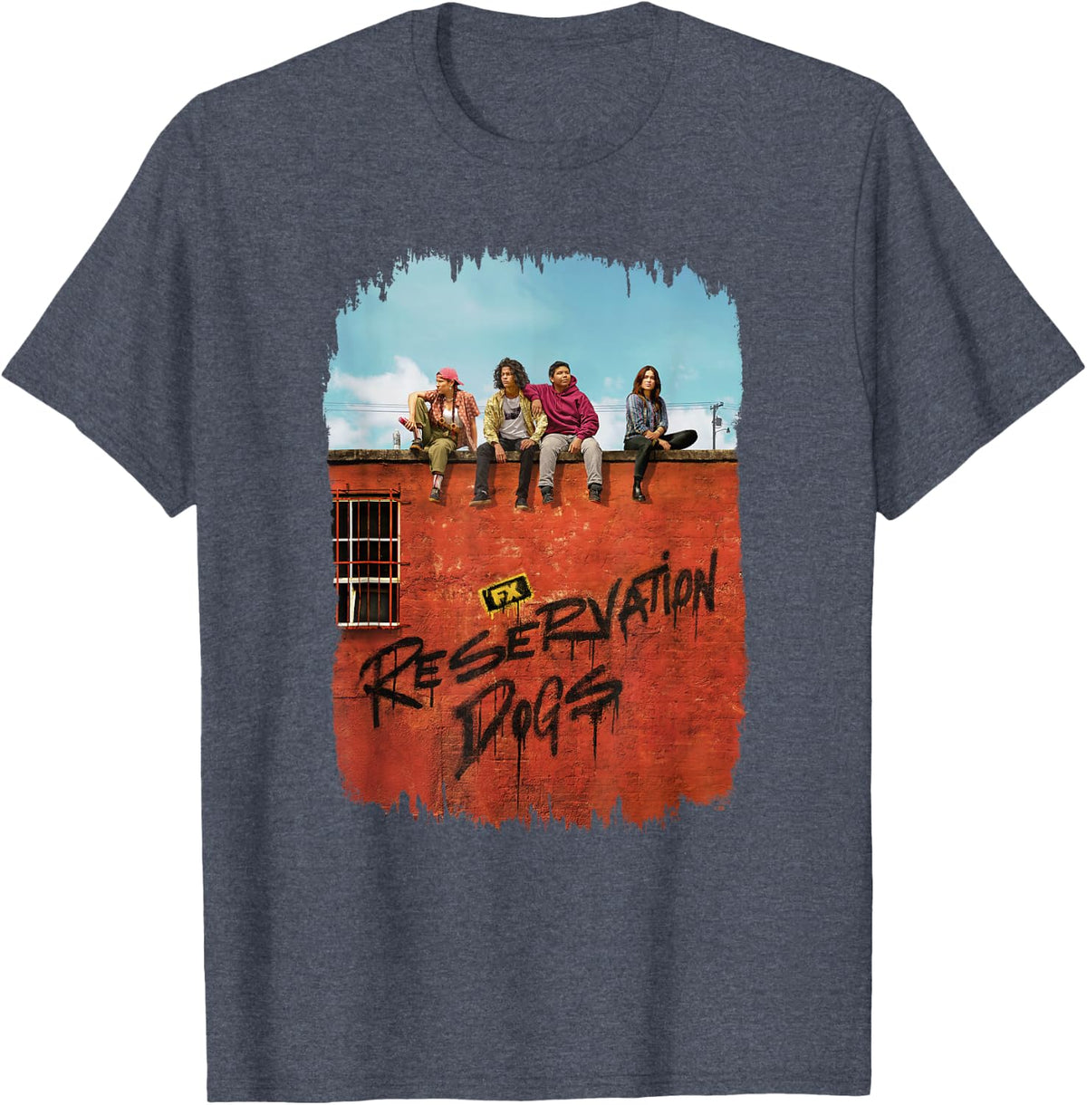Reservation Dogs Season 2 Group Shot Poster T-Shirt - Heather Blue