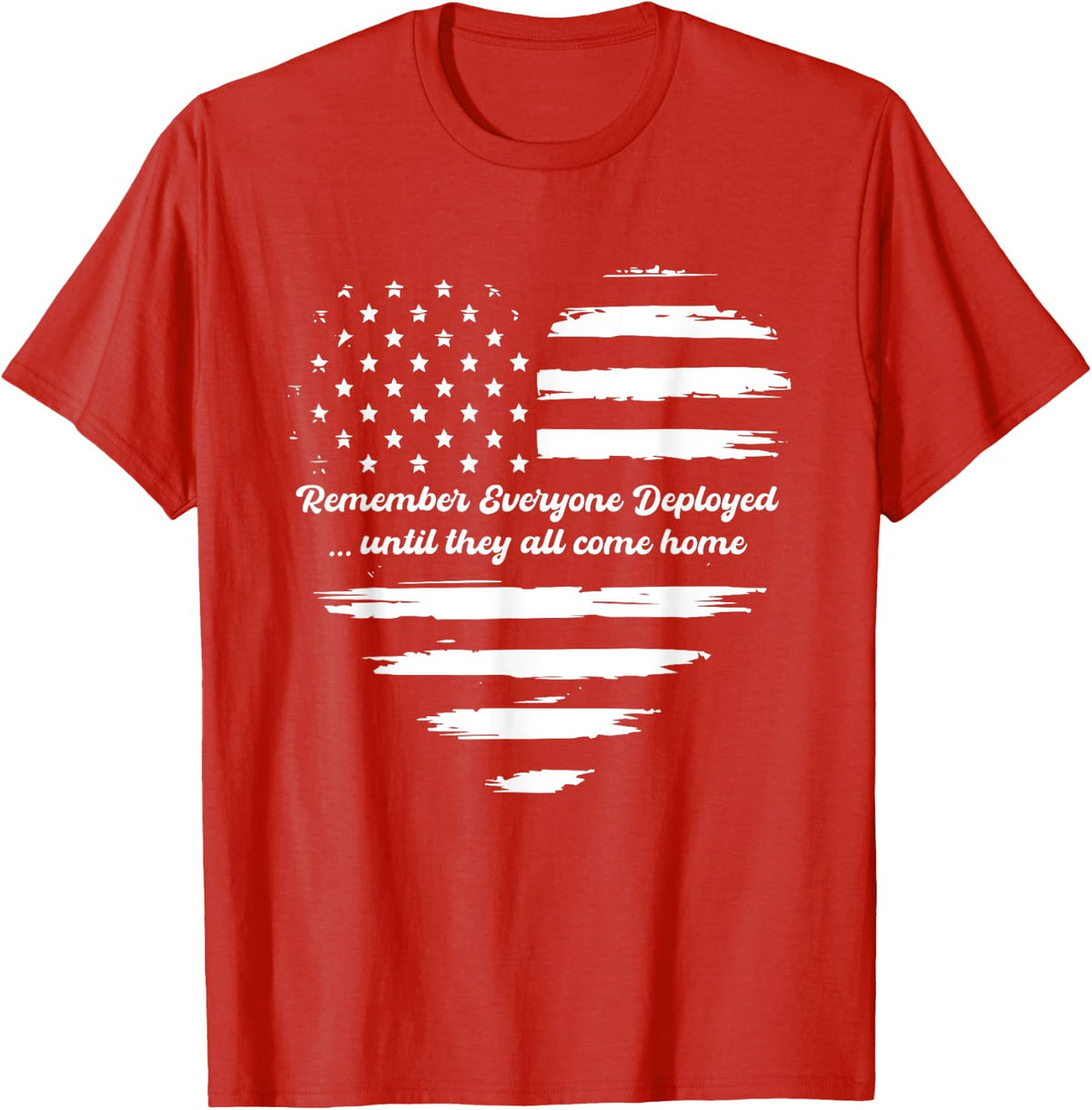 RED Friday Support Our Troops Retro US Flag Heart T-Shirt - Red