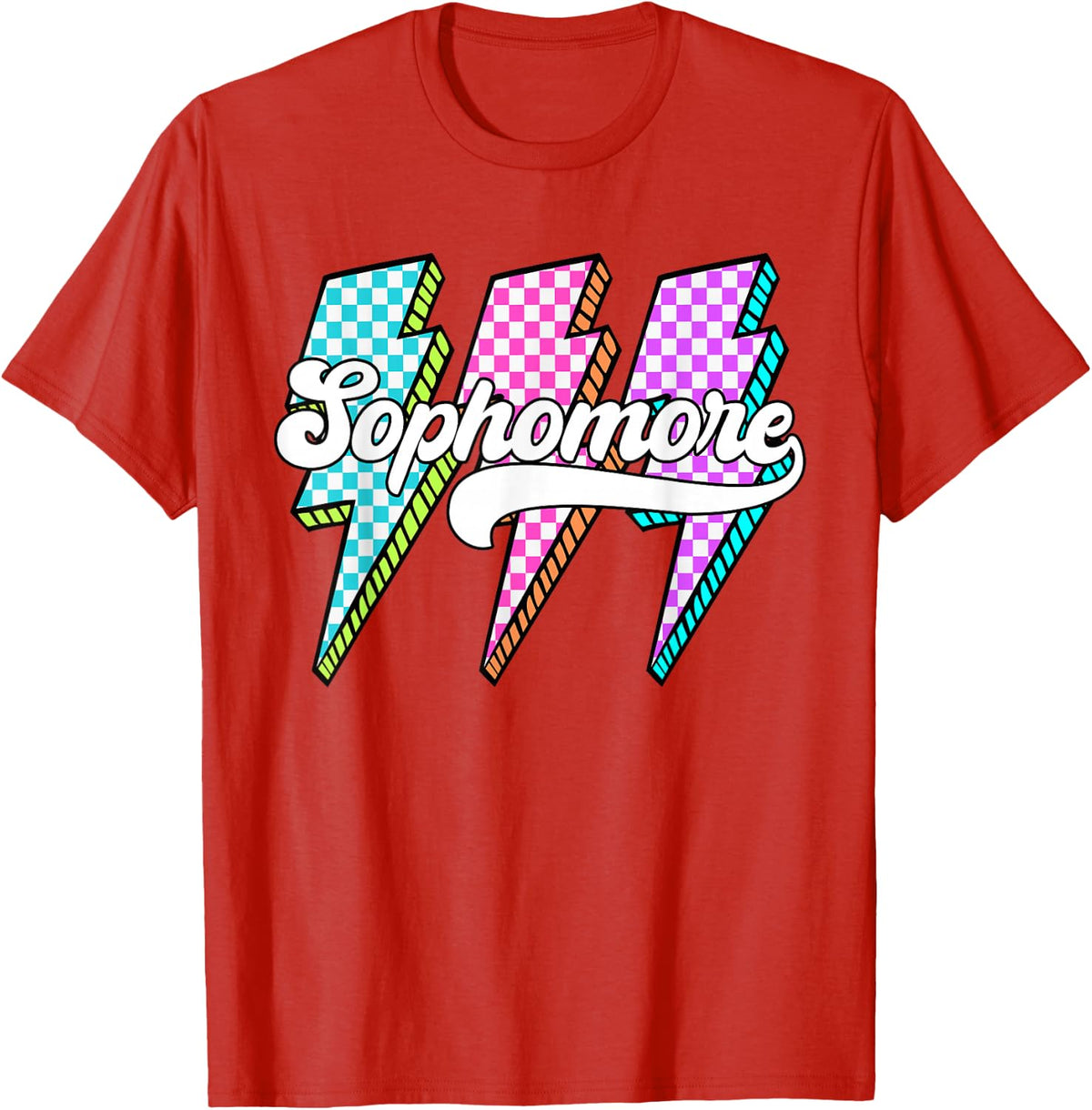 Lightning Bolt Sophomore 10th Grade First Day of High School T-Shirt - Red