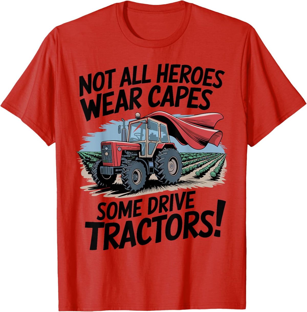 Superhero Tractor Farming Life Tee Cute Toddler Boys Farm T-Shirt - Red