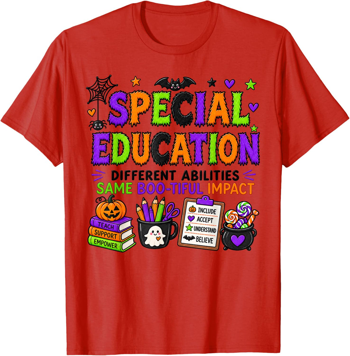 Special Education Vintage Halloween SPED Teacher T-Shirt - Red